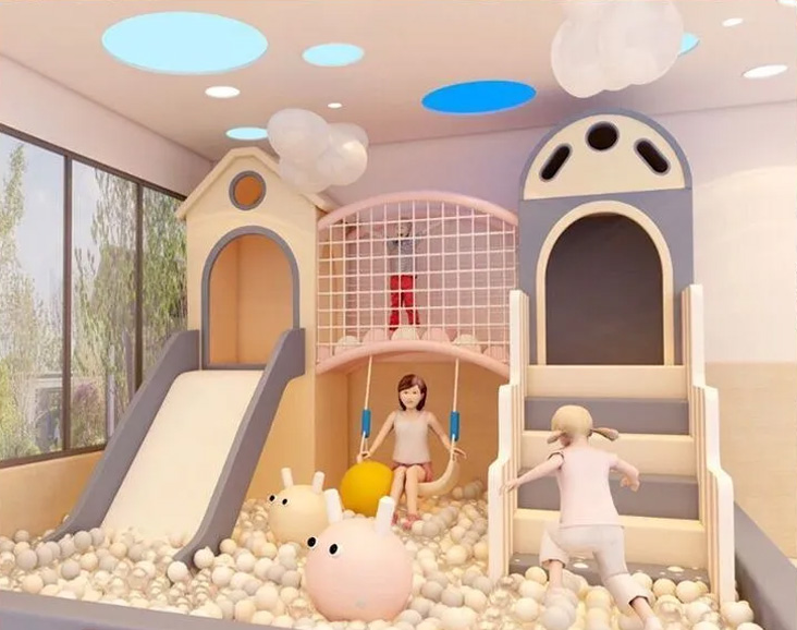 幼兒園室內(nèi)游樂場滑梯蹦床